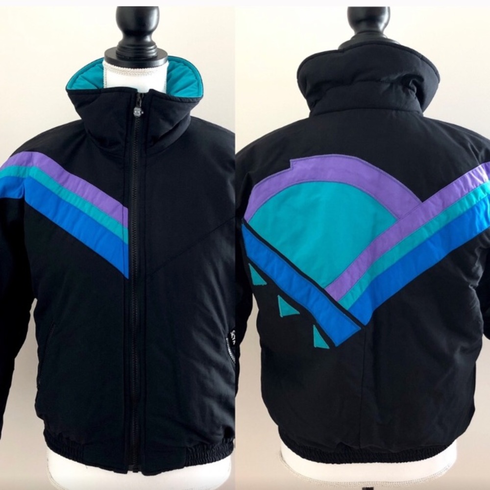 Skyr Vintage 80s Black Women's Ski Jacket Size 8